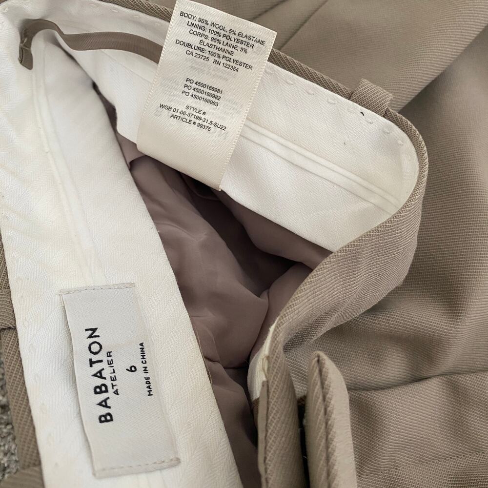 Aritzia Babaton Agency Khaki Tan Wool Trouser Work Dress Pants Size 6 - Picture 3 of 8